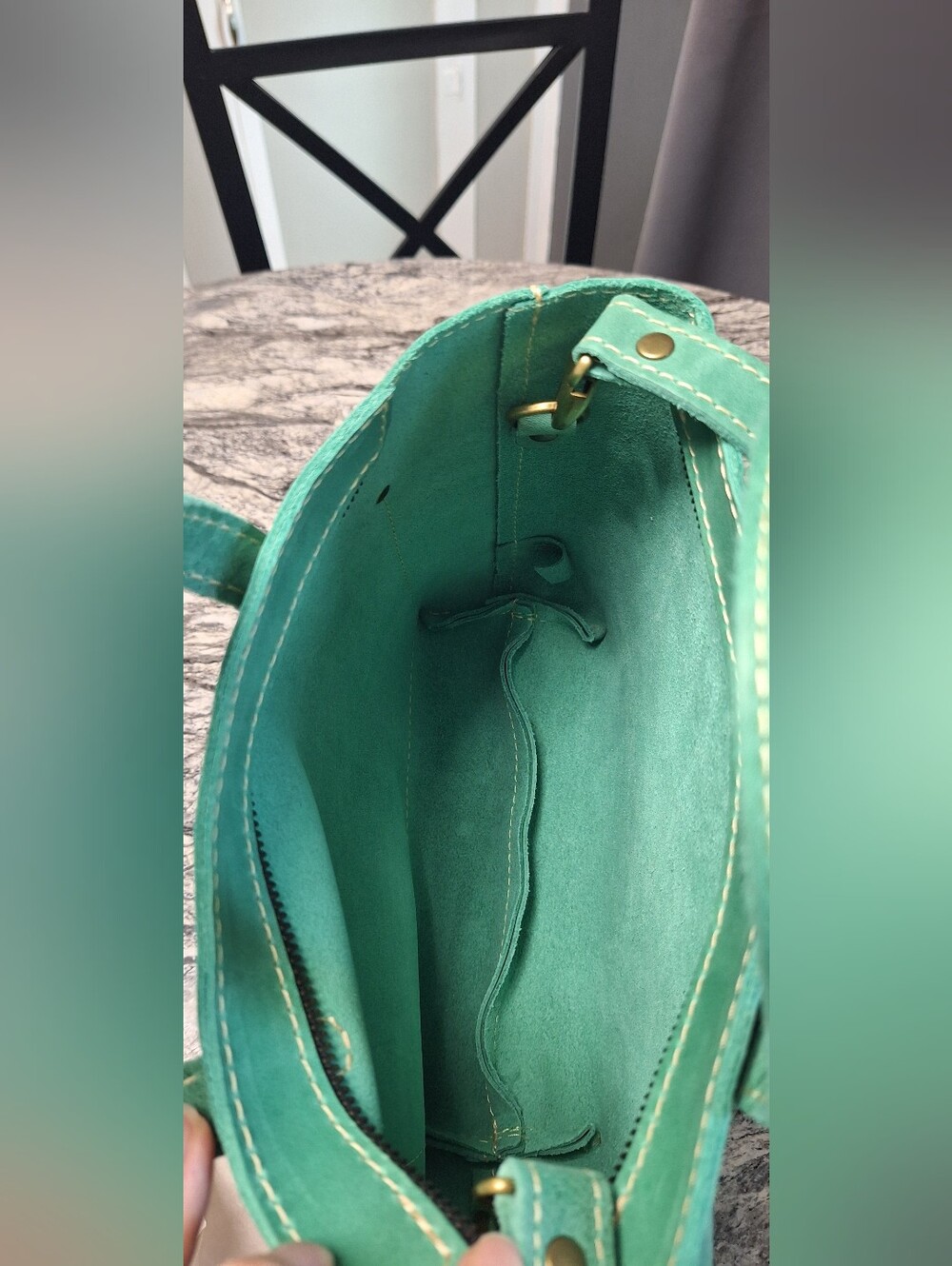 Portland Leather Mini Crossbody Tote, REEF, EUC - Picture 7 of 10